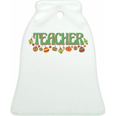 Teacher Christmas Holiday Festive Ceramic Bell Ornament