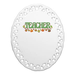 Teacher Christmas Holiday Festive Ceramic Oval Ornament