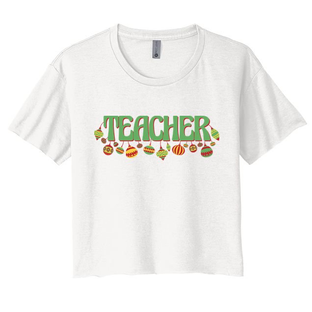 Teacher Christmas Holiday Festive Women's Crop Top Tee