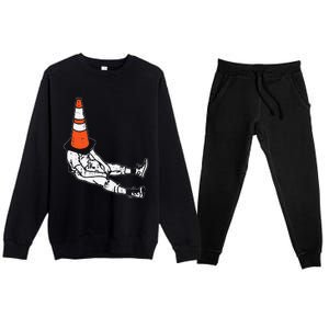 Traffic Cone Halloween Costume Funny Lazy Funny Funny Premium Crewneck Sweatsuit Set