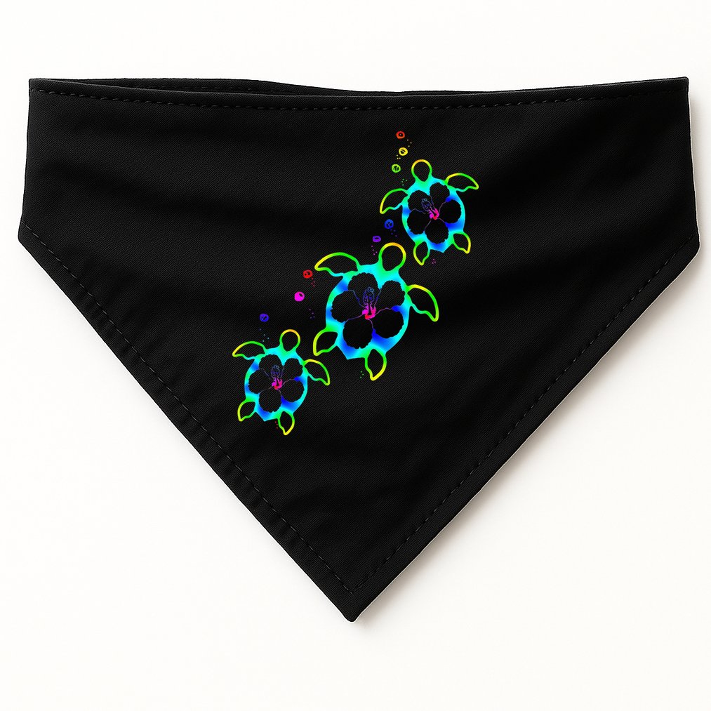 Tropical Colors Hawaiian Honu Sea Turtles USA-Made Doggie Bandana