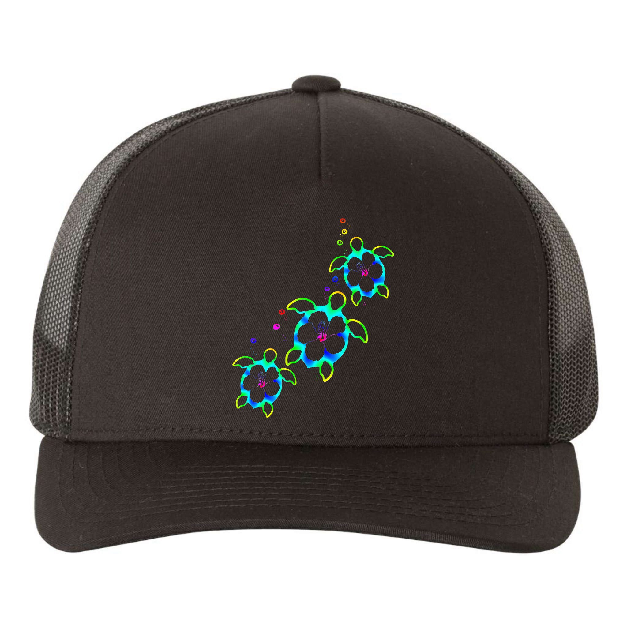 Tropical Colors Hawaiian Honu Sea Turtles Yupoong Adult 5-Panel Trucker Hat