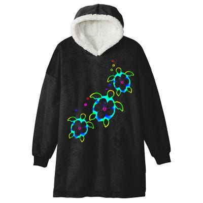 Tropical Colors Hawaiian Honu Sea Turtles Hooded Wearable Blanket