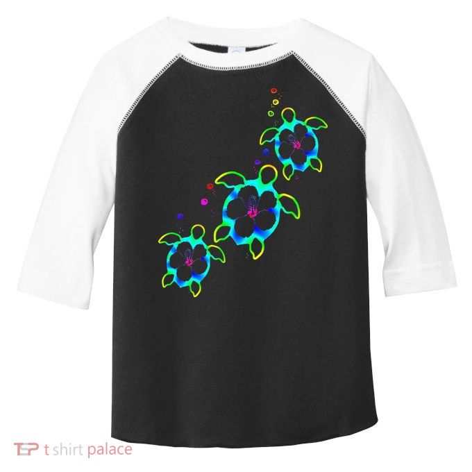 Tropical Colors Hawaiian Honu Sea Turtles Toddler Fine Jersey T-Shirt