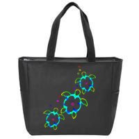 Tropical Colors Hawaiian Honu Sea Turtles Zip Tote Bag