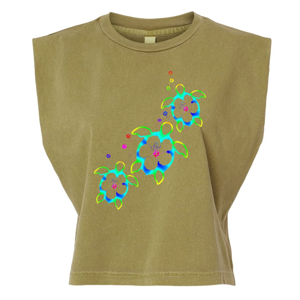 Tropical Colors Hawaiian Honu Sea Turtles Garment-Dyed Women's Muscle Tee