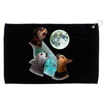 Three Chihuahuas Howl At Moon 3 Wolfs Funny Wolves Parody Grommeted Golf Towel