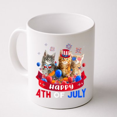 Three Cat Happy 4th Of July Balloon Lover Independence Day Coffee Mug