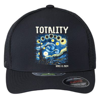 Tabby Cats Howling At Solar Eclipse April 8th 2024 Gift Idea Flexfit Unipanel Trucker Cap