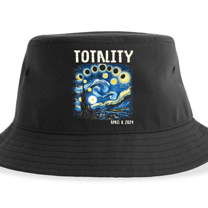 Tabby Cats Howling At Solar Eclipse April 8th 2024 Gift Idea Sustainable Bucket Hat