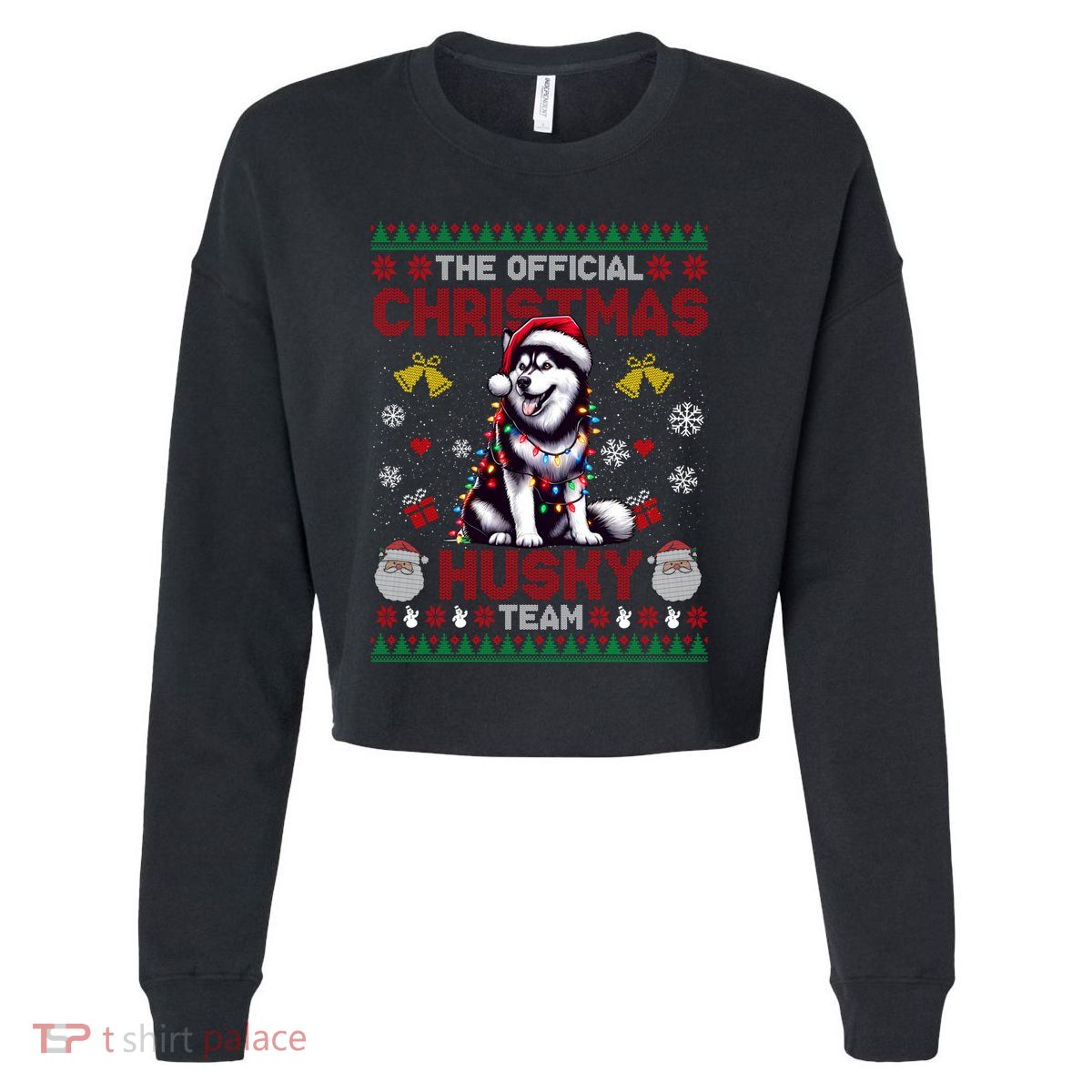 The Christmas Husky Team Ugly Xmas Dog Meaningful Gift Cropped Pullover Crew