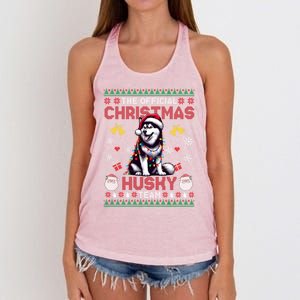 The Christmas Husky Team Ugly Xmas Dog Cool Gift Women's Knotted Racerback Tank