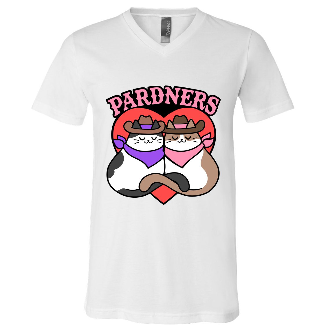 The Cat Hive Pardners Enamel Pin V-Neck T-Shirt