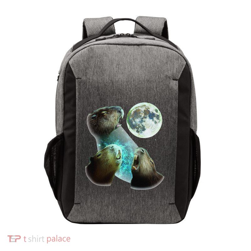 Three Capybaras Howl At Moon 3 Wolfs Wolves Parody Vector Backpack