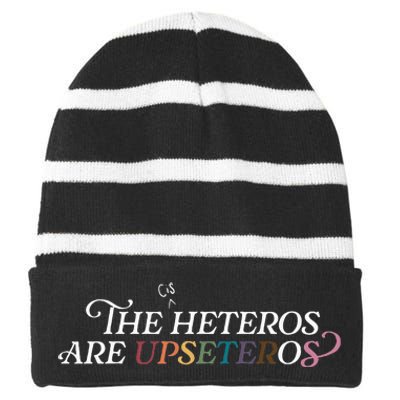 The (Cis) Heteros Are Upseteros Striped Beanie with Solid Band