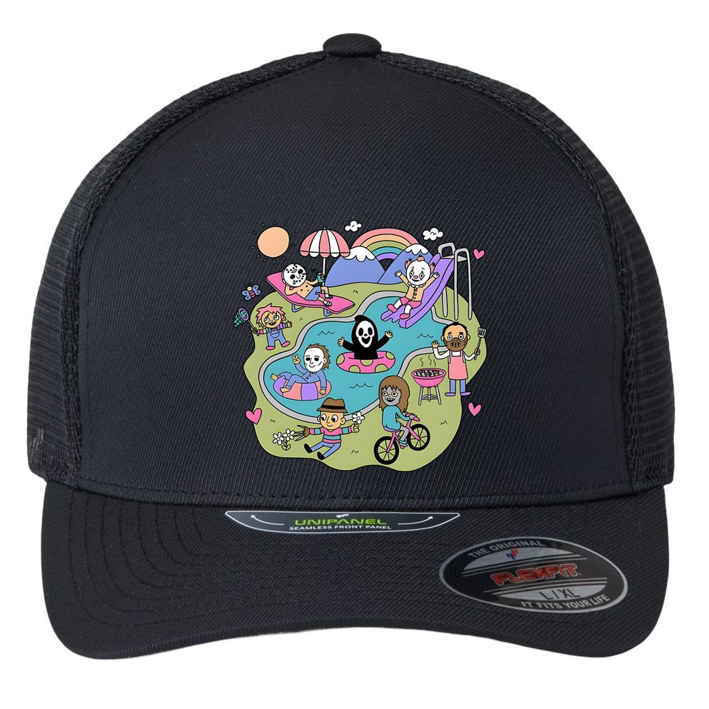 The Chibi Horror Halloween Characters Cute Flexfit Unipanel Trucker Cap