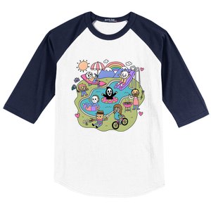 The Chibi Horror Halloween Characters Cute Baseball Sleeve Shirt