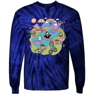 The Chibi Horror Halloween Characters Cute Tie-Dye Long Sleeve Shirt