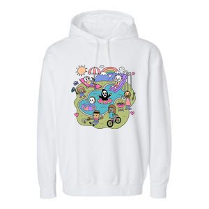 The Chibi Horror Halloween Characters Cute Garment-Dyed Fleece Hoodie