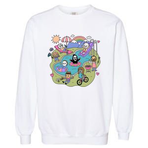 The Chibi Horror Halloween Characters Cute Garment-Dyed Sweatshirt