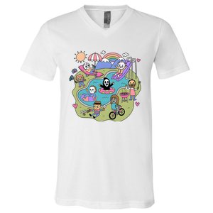 The Chibi Horror Halloween Characters Cute V-Neck T-Shirt