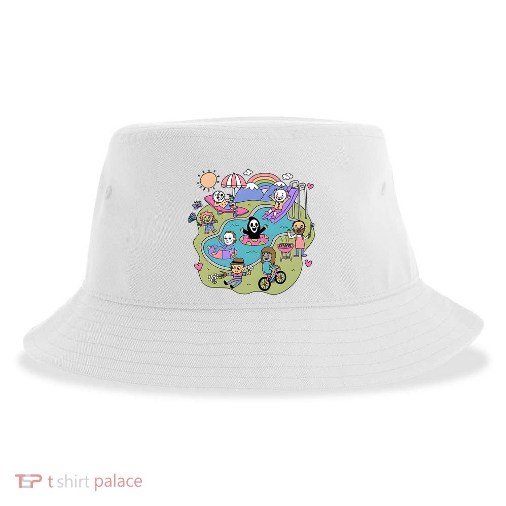 The Chibi Horror Halloween Characters Cute Sustainable Bucket Hat