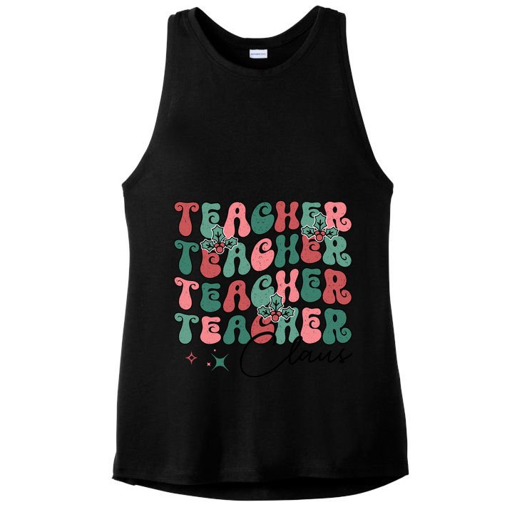 Teacher Claus Holiday Graphic Ladies PosiCharge Tri-Blend Wicking Tank