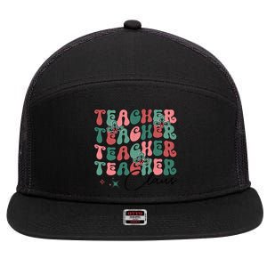 Teacher Claus Holiday Graphic 7 Panel Mesh Trucker Snapback Hat