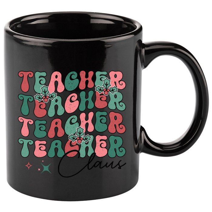 Teacher Claus Holiday Graphic 11oz C Handle Ceramic Mug