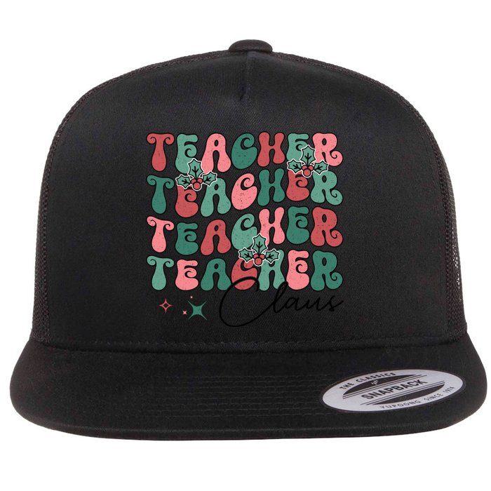 Teacher Claus Holiday Graphic Flat Bill Trucker Hat