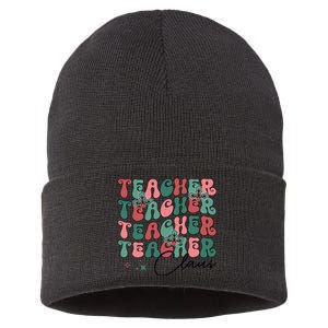 Teacher Claus Holiday Graphic Sustainable Knit Beanie