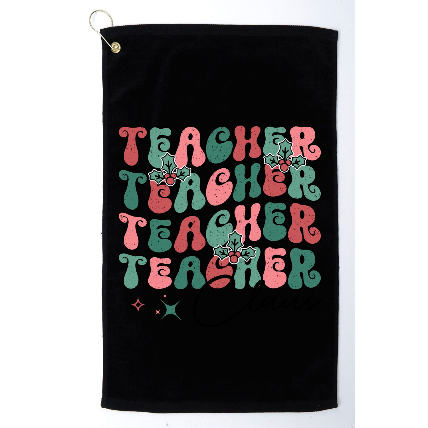 Teacher Claus Holiday Graphic Golf Towel