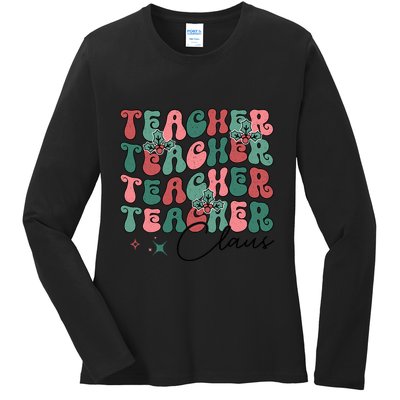 Teacher Claus Holiday Graphic Ladies Long Sleeve Shirt