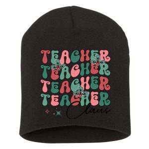 Teacher Claus Holiday Graphic Short Acrylic Beanie