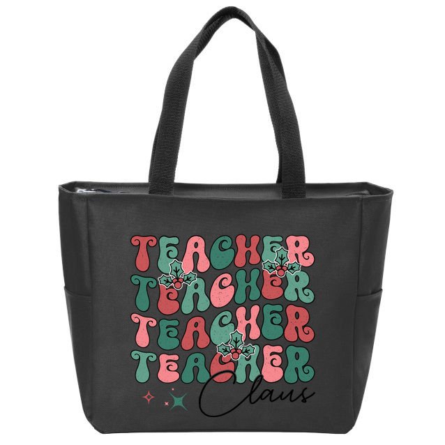 Teacher Claus Holiday Graphic Zip Tote Bag