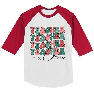 Teacher Claus Holiday Graphic Kids Colorblock Raglan Jersey