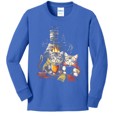 Two Cats Ing Tea Cottacegore Cat Lovers Gift Kids Long Sleeve Shirt