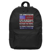 The Constitution Is An Instrument Us Patriotic 16 in Basic Backpack