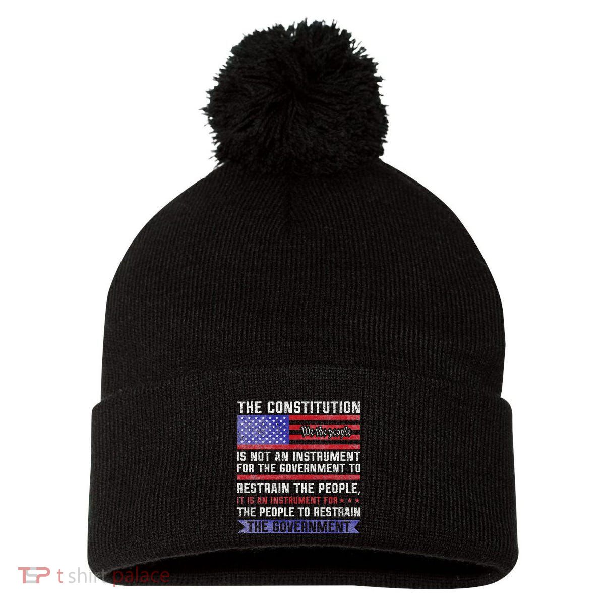 The Constitution Is An Instrument Us Patriotic Pom Pom 12in Knit Beanie