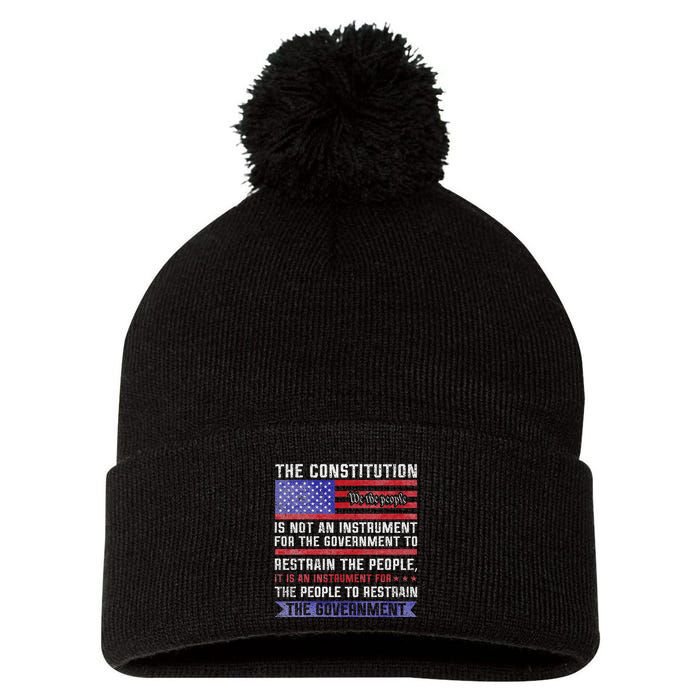 The Constitution Is An Instrument Us Patriotic Pom Pom 12in Knit Beanie