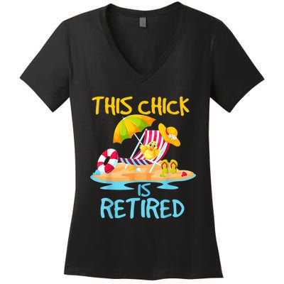 This Chick is retired Wo Retirement Women's V-Neck T-Shirt