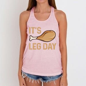 Thanksgiving Cotume Its Leg Day Pilgrim Turkey Leg Design Cool Gift Women's Knotted Racerback Tank