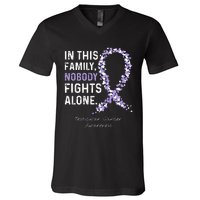 Testicular Cancer In This Family Nobody Fights Alone V-Neck T-Shirt