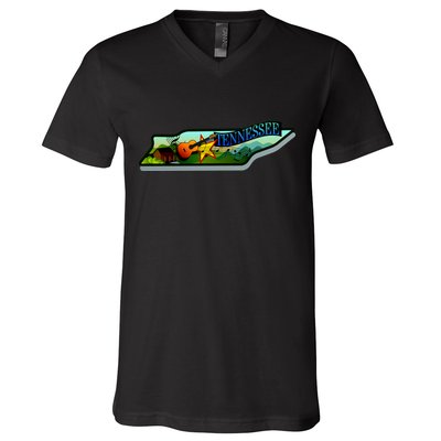 Tennessee Cartoon Illustration V-Neck T-Shirt