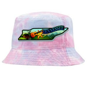 Tennessee Cartoon Illustration Tie-Dyed Bucket Hat