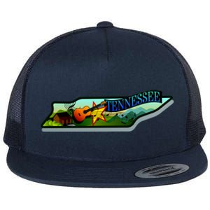 Tennessee Cartoon Illustration Flat Bill Trucker Hat