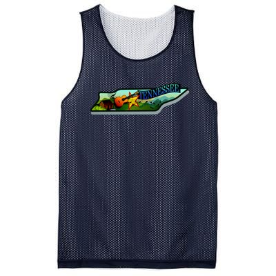 Tennessee Cartoon Illustration Mesh Reversible Basketball Jersey Tank