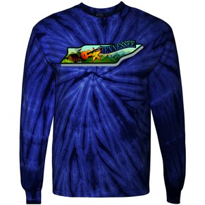 Tennessee Cartoon Illustration Tie-Dye Long Sleeve Shirt