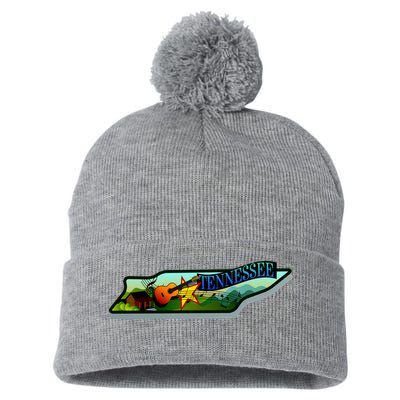 Tennessee Cartoon Illustration Pom Pom 12in Knit Beanie