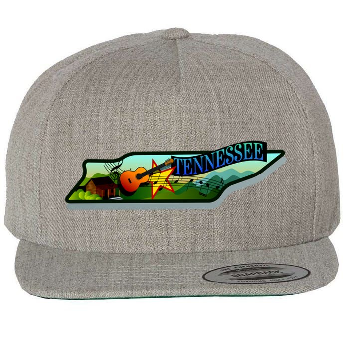 Tennessee Cartoon Illustration Wool Snapback Cap